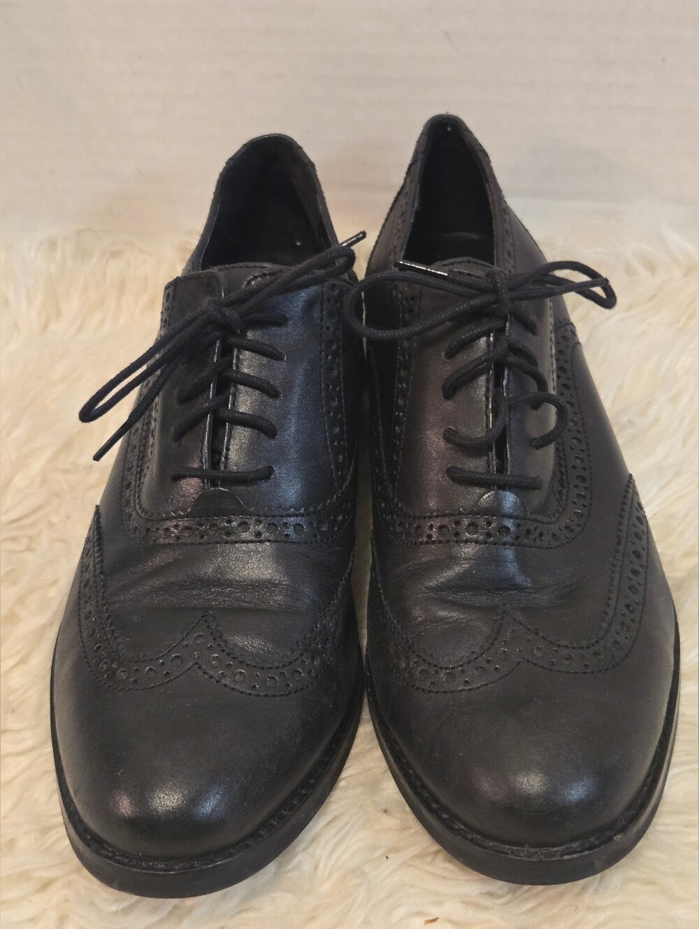 Cole Haan Black Leather Wingtip Oxfords